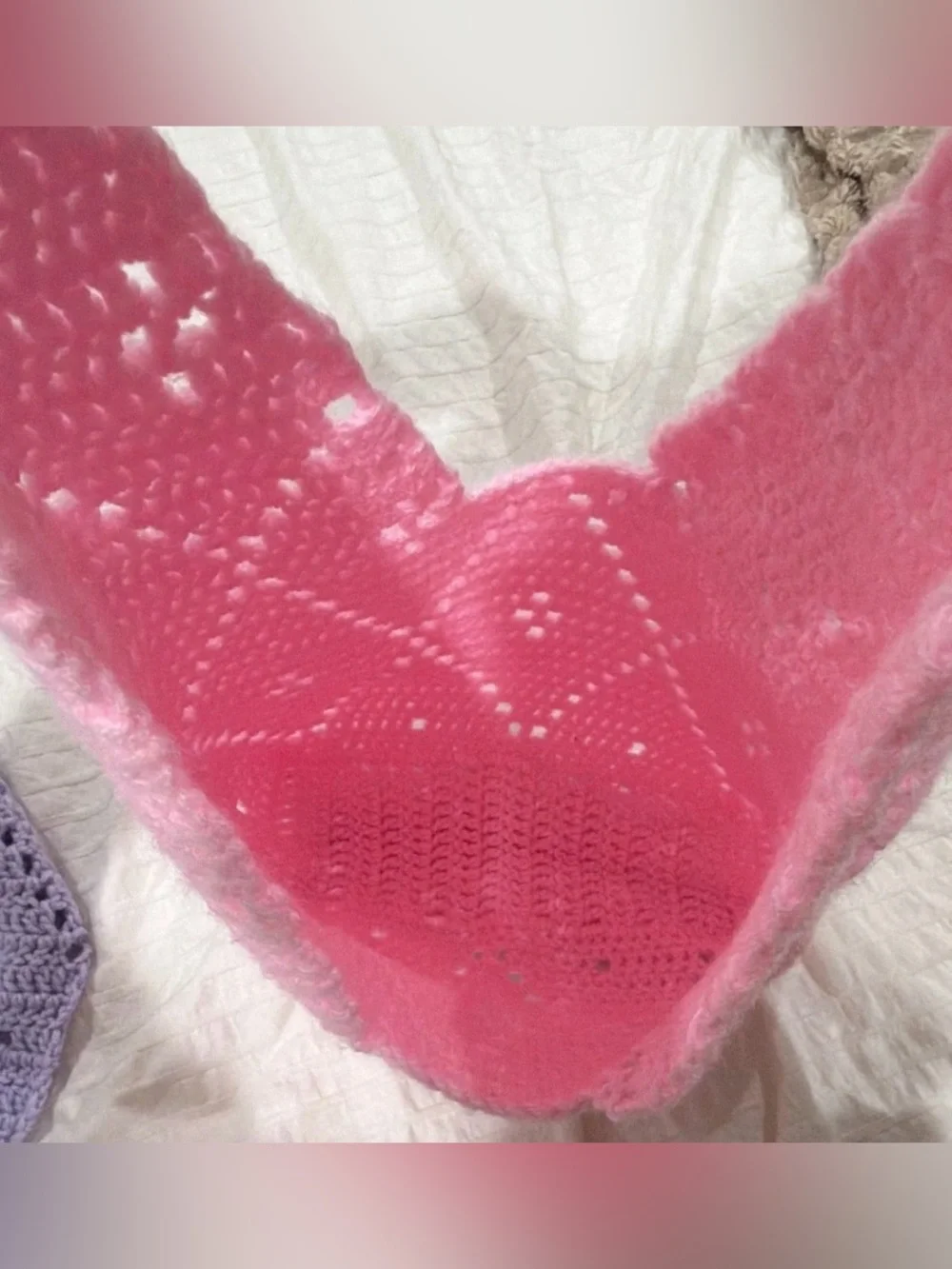 Handmade Crochet Lavender and Pink Shoulder Bags